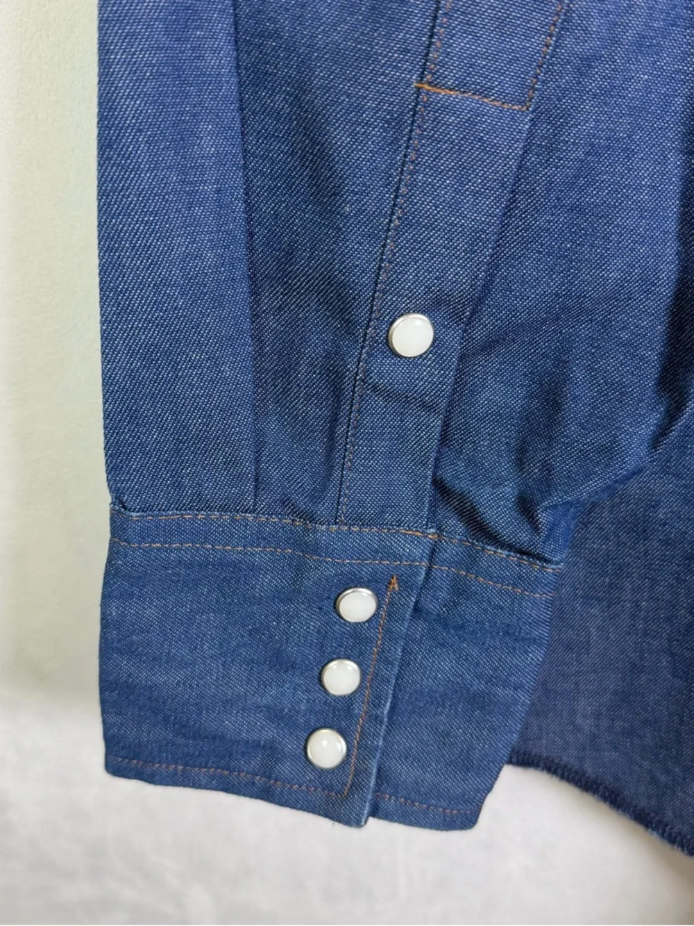 Wrangler Men’s Denim Western Pearl Snap Shirt Cowboy Core Ranchwear Sz XL Tall - Picture 10 of 11